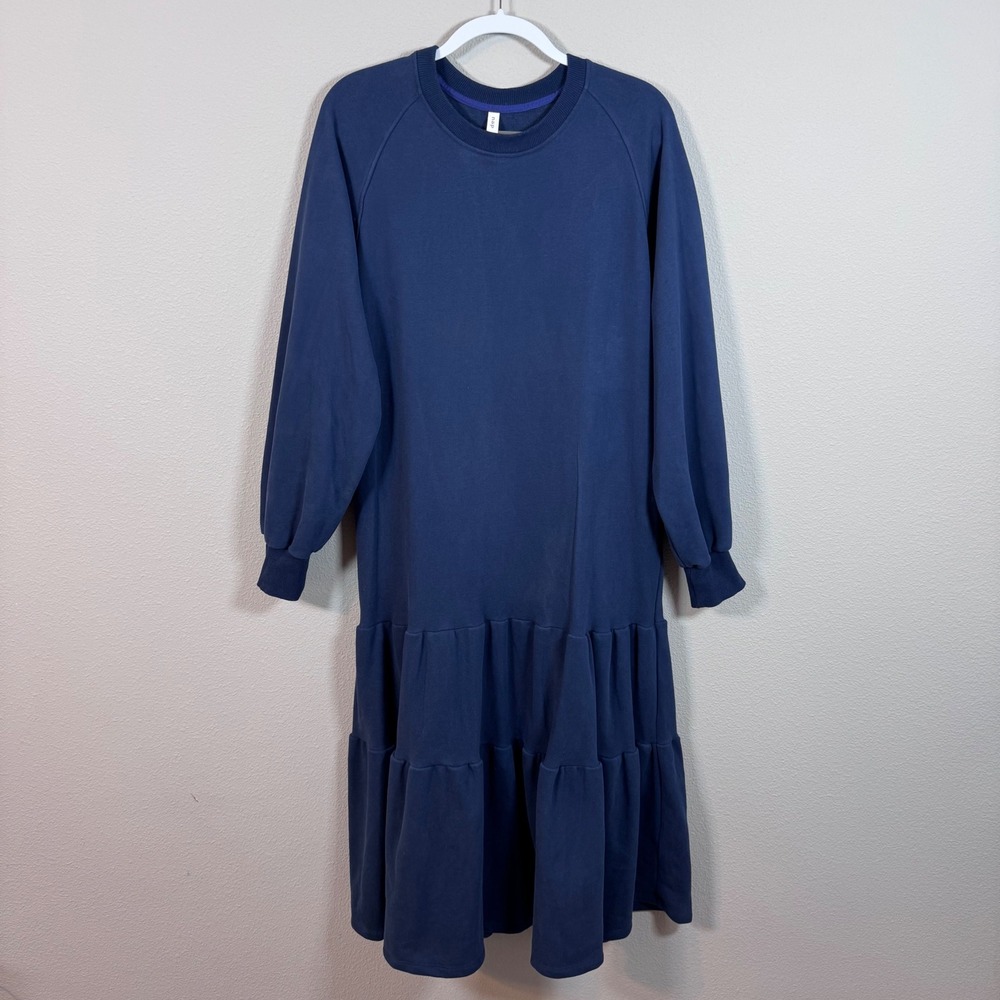 Nap Loungewear Sweatshirt Midi Dress Navy Blue Oversized Scandi Cozycore S $228